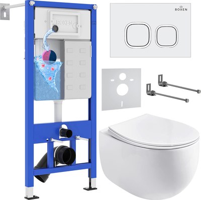 Унитаз подвесной с инсталляцией Roxen StounFix Dual Fresh 964077 - фото