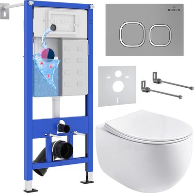 Унитаз подвесной с инсталляцией Roxen StounFix Dual Fresh 964123 - фото