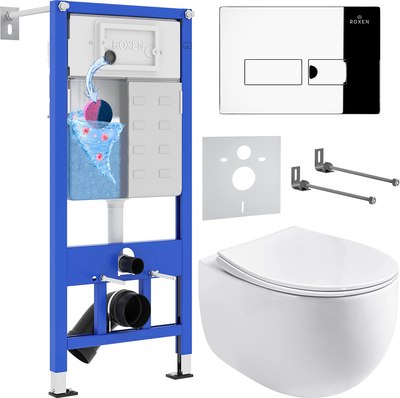 Унитаз подвесной с инсталляцией Roxen StounFix Dual Fresh 964205 - фото