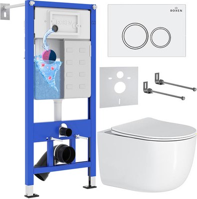 Унитаз подвесной с инсталляцией Roxen StounFix Dual Fresh 964275 - фото