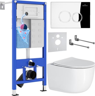 Унитаз подвесной с инсталляцией Roxen StounFix Dual Fresh 964332 - фото