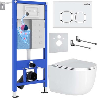 Унитаз подвесной с инсталляцией Roxen StounFix Dual Fresh 964425 - фото