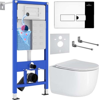 Унитаз подвесной с инсталляцией Roxen StounFix Dual Fresh 964514 - фото