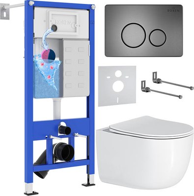 Унитаз подвесной с инсталляцией Roxen StounFix Dual Fresh 964590 - фото