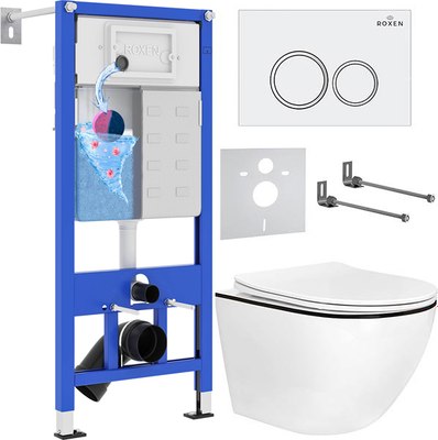 Унитаз подвесной с инсталляцией Roxen StounFix Dual Fresh 964631 - фото