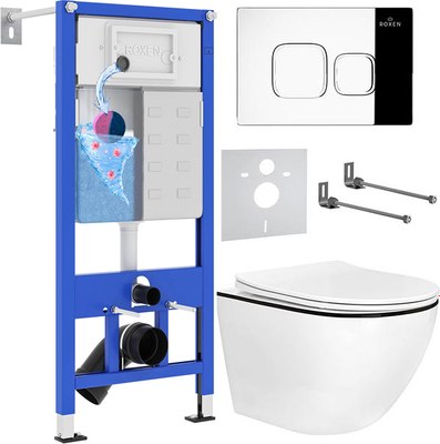 Унитаз подвесной с инсталляцией Roxen StounFix Dual Fresh 964686 - фото