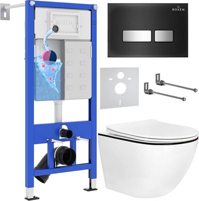 Унитаз подвесной с инсталляцией Roxen StounFix Dual Fresh 964974 - фото