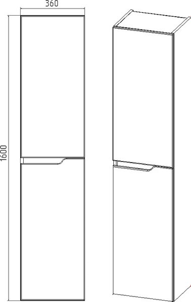 Шкаф-пенал для ванной Viant Куба R / VKUB360-PENR