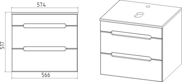 Тумба под умывальник Viant Марсель / VMAR57NG-T2YP