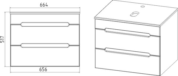 Тумба под умывальник Viant Марсель / VMAR66NG-T2YP