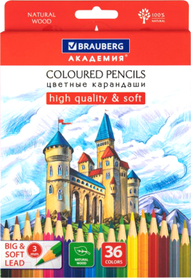 Набор цветных карандашей Brauberg Академия / 181867 - фото