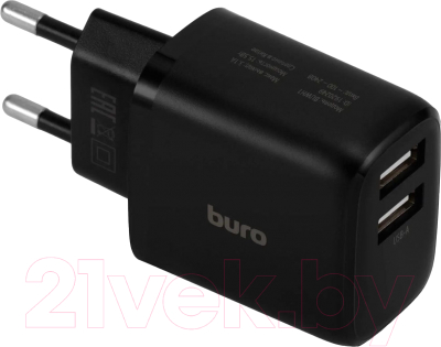 Адаптер питания сетевой Buro BUWH1 15.5W 3.1A 2xUSB / BUWH15S200BK - фото