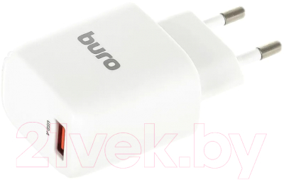 Адаптер питания сетевой Buro BUWG1 18W 3A (QC) USB-A / BUWG18P100WH - фото