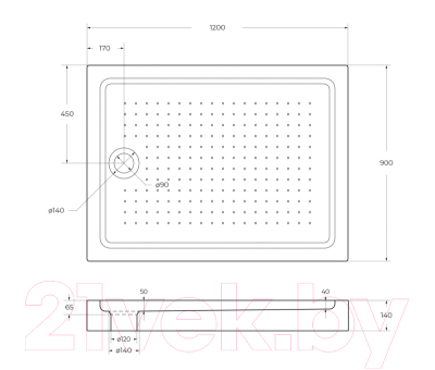 Душевой поддон BelBagno TRAY-BB-AH-120/90-15-W