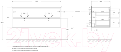 Тумба под умывальник BelBagno KRAFT-1200-2C-SO-2-RNN