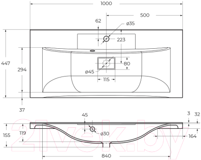 Умывальник BelBagno BB1000/445-LV-ART-PR-NERO