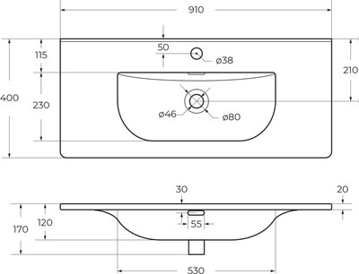 Умывальник BelBagno BB-8099-3-90