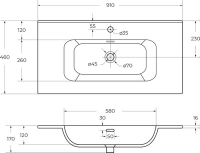 Умывальник Cezares CZR-8095-90