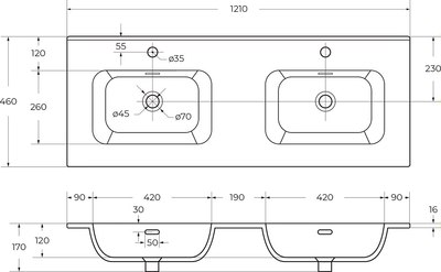 Умывальник Cezares CZR-8095-120-2