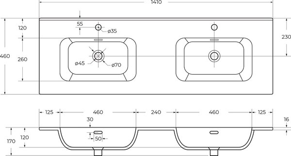 Умывальник Cezares CZR-8095-140-2