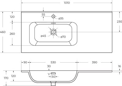 Умывальник Cezares CZR-8095-100-L
