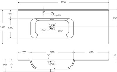 Умывальник Cezares CZR-8095-120-L