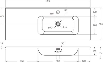 Умывальник Cezares CZR-8095-120-R