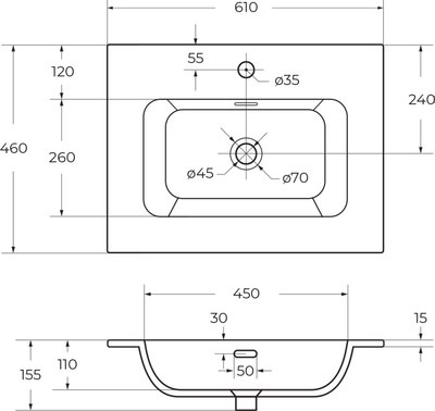 Умывальник Cezares CZR-8073-60