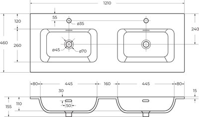 Умывальник Cezares CZR-8073-120-2