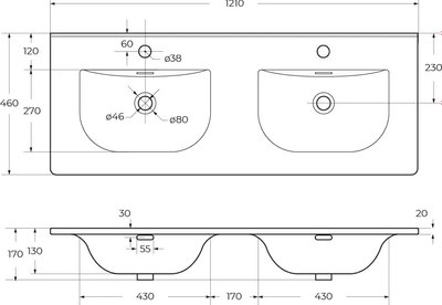Умывальник Cezares CZR-8099-120-2