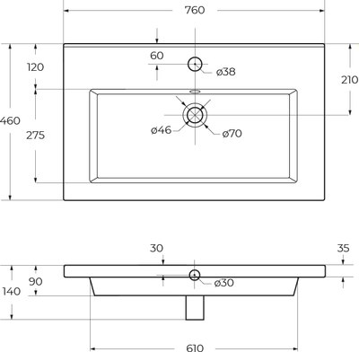 Умывальник Cezares CZR-8070-75