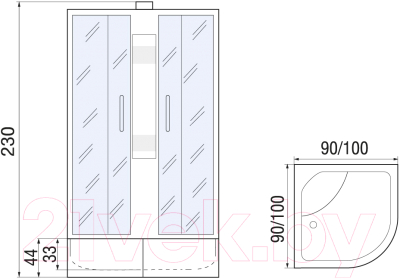 Душевая кабина Мономах XL Б/К 100/44 С МЗ