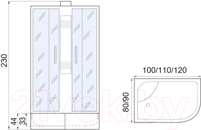 Душевая кабина Мономах XL Б/К 120/90/44 МЗ R