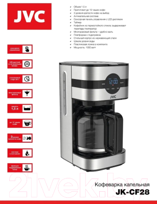 Капельная кофеварка JVC JK-CF28