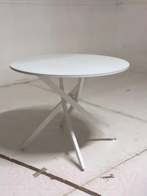 Обеденный стол M-City Дарио D100 / 464M05631 (белый стекло/белый)