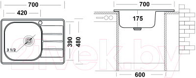 Мойка кухонная Ukinox Спектр SPM700.480-GT6K 2L