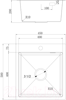 Мойка кухонная Ukinox Практика PRV450.500-GT10C 0CW