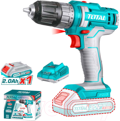 Аккумуляторная дрель-шуруповерт TOTAL TDLI200518 - фото
