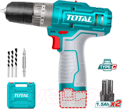 Аккумуляторная дрель-шуруповерт TOTAL TIDLI12202 - фото