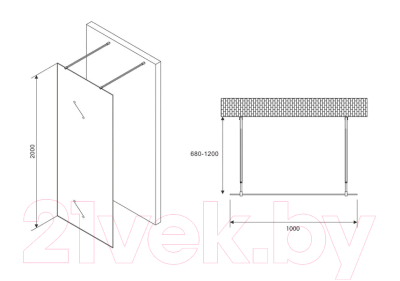 Душевая стенка Abber Immer Offen AG68100BF8