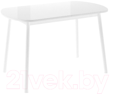 Обеденный стол Импэкс Leset Мидел (металл белый/стекло белое) - фото