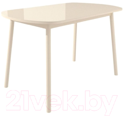 Обеденный стол Импэкс Leset Мидел (металл кремовый/стекло кремовое) - фото