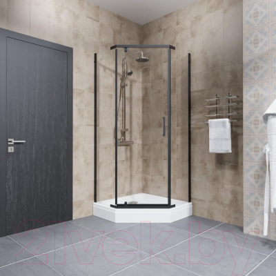 Душевой уголок Triton Дека-Блэк 90x90 (черный, с поддоном)