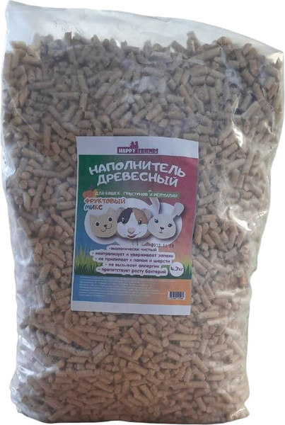 Наполнитель для туалета Happy Friends Фруктовый микс древесный - фото