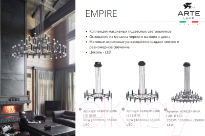 Люстра Arte Lamp Empire A2482SP-32BK