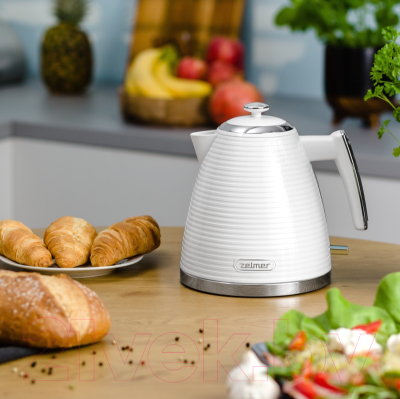Электрочайник Zelmer ZCK7650 (белый/серебристый)