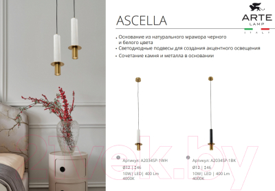 Потолочный светильник Arte Lamp Ascella A2034SP-1BK