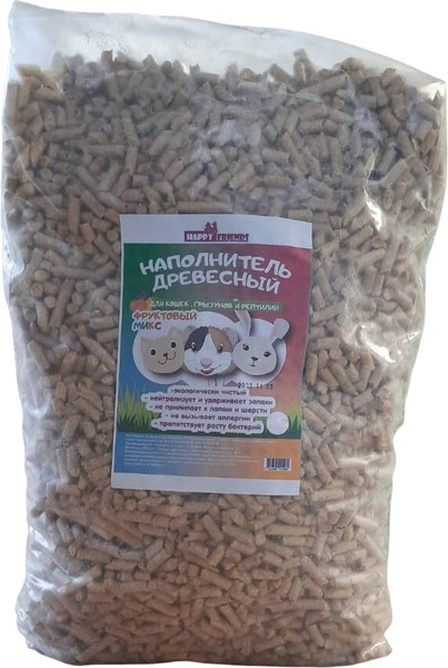 Наполнитель для туалета Happy Friends Фруктовый микс древесный - фото