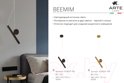 Потолочный светильник Arte Lamp Beemim A2090SP-1BK