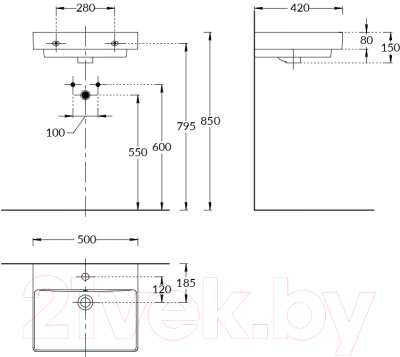 Умывальник Kerama Marazzi Pro 50 / PROR.wb.50